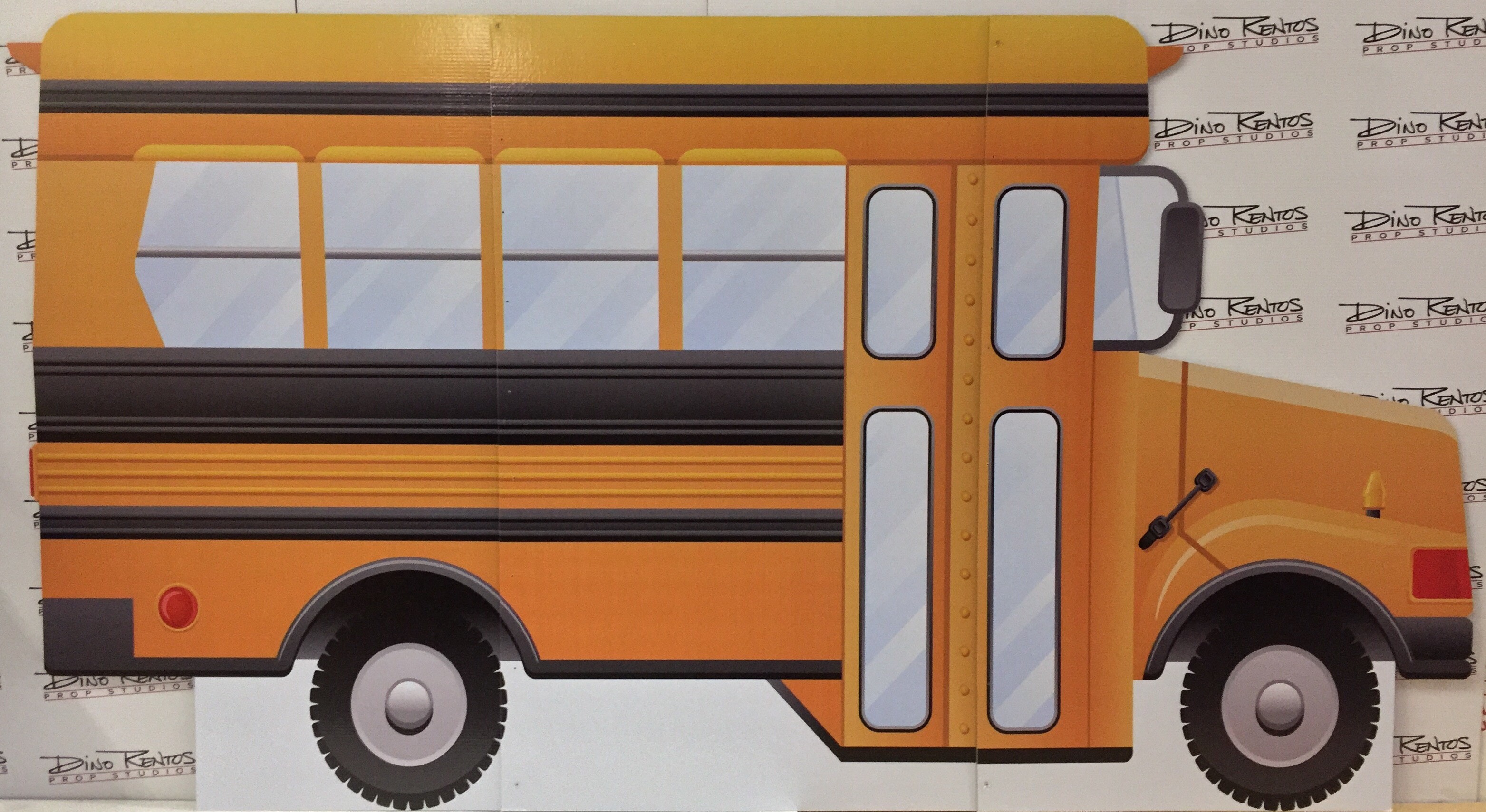 School Bus Side Cardboard Cutout Standup Prop Dino Rentos Studios, INC.